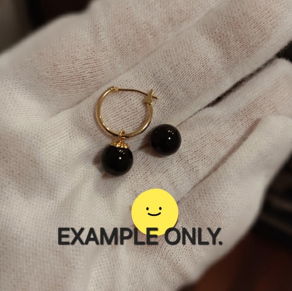 14K Gold Charms for Hoop Earrings Solid Real 14KT New 2pcs total (black) - Picture 2 of 7